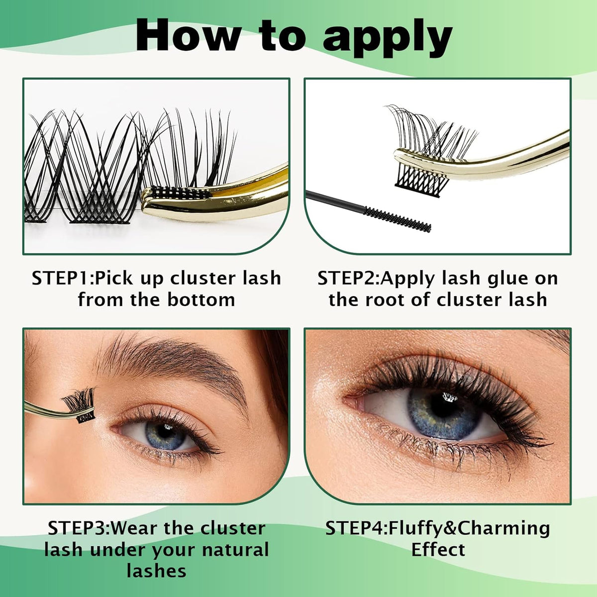 Lash Clusters,96 Pcs Cluster Lashes Y13 D Curl 12mm DIY Lash Extensions Eyelash Clusters,KEYYOU
