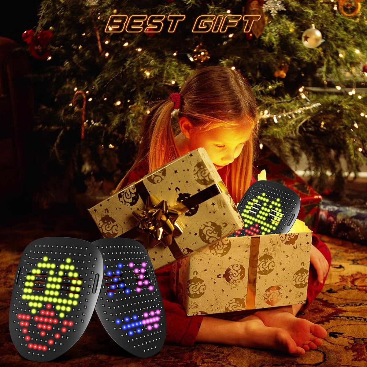 AIGLUN LED Face Transforming Mask with Gesture Control Fun - Cool stuff Halloween Cosplay and