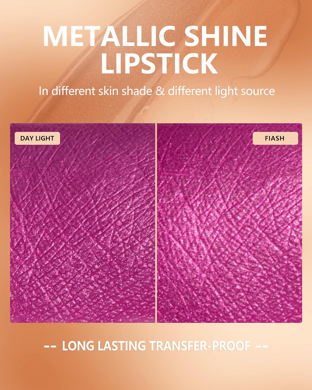 MAKI YIKA Hot Pink Lipstick for Women Metallic Lipsticks Glitter Long Lasting Lipstick No Smudge No