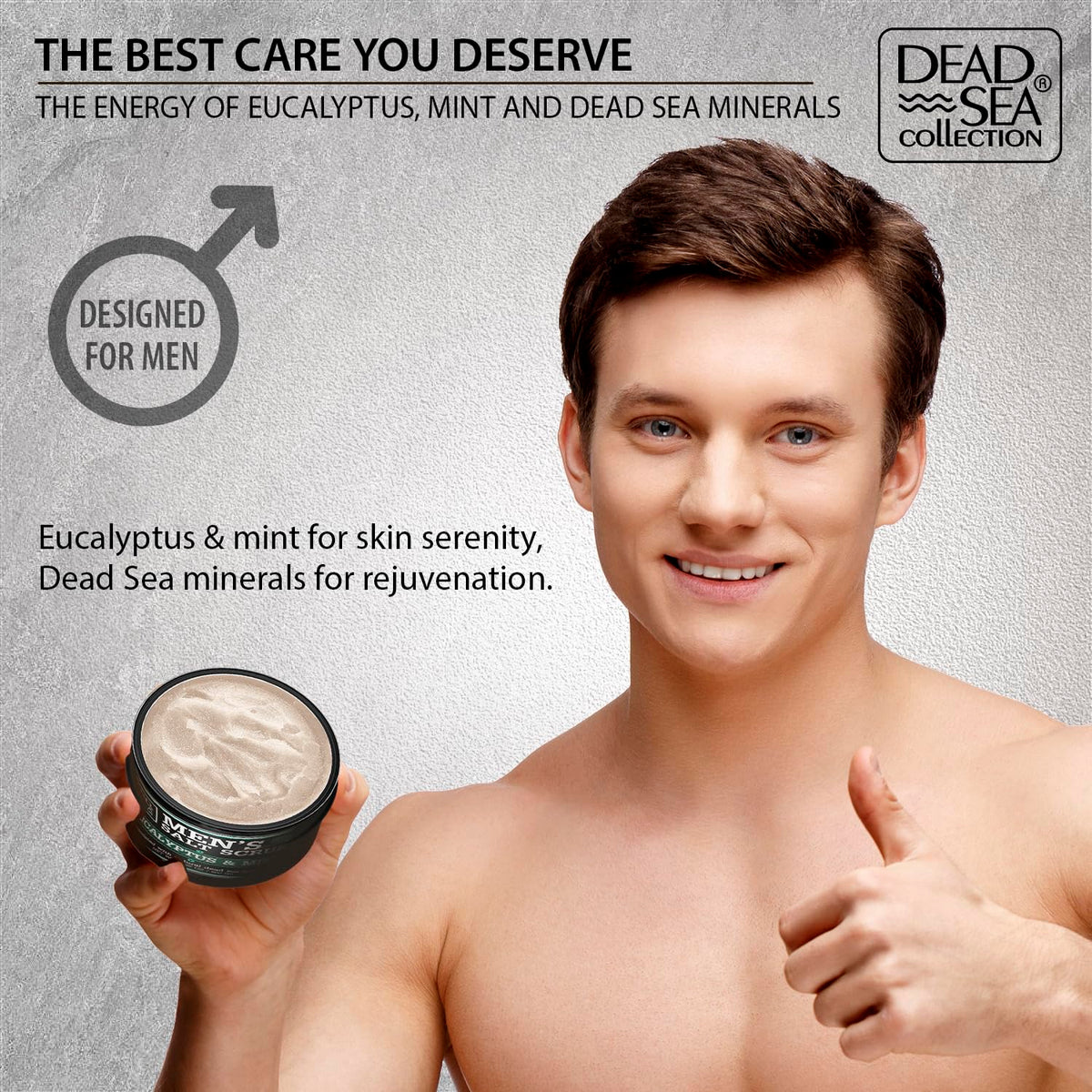 Salt Body Scrub Eucalyptus & Mint For Men– Moisturizes, Exfoliates & Nourishes Skin – Cleanses &