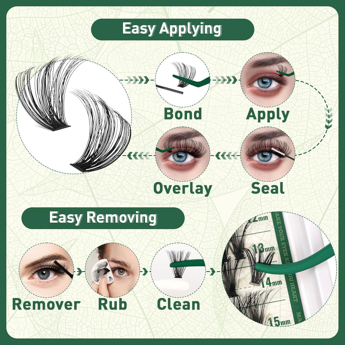 Lash Clusters 280Pcs Eyelash Clusters KEYYOU 60D+80D D Curl 9-16MIX Clusters Lashes Super Soft