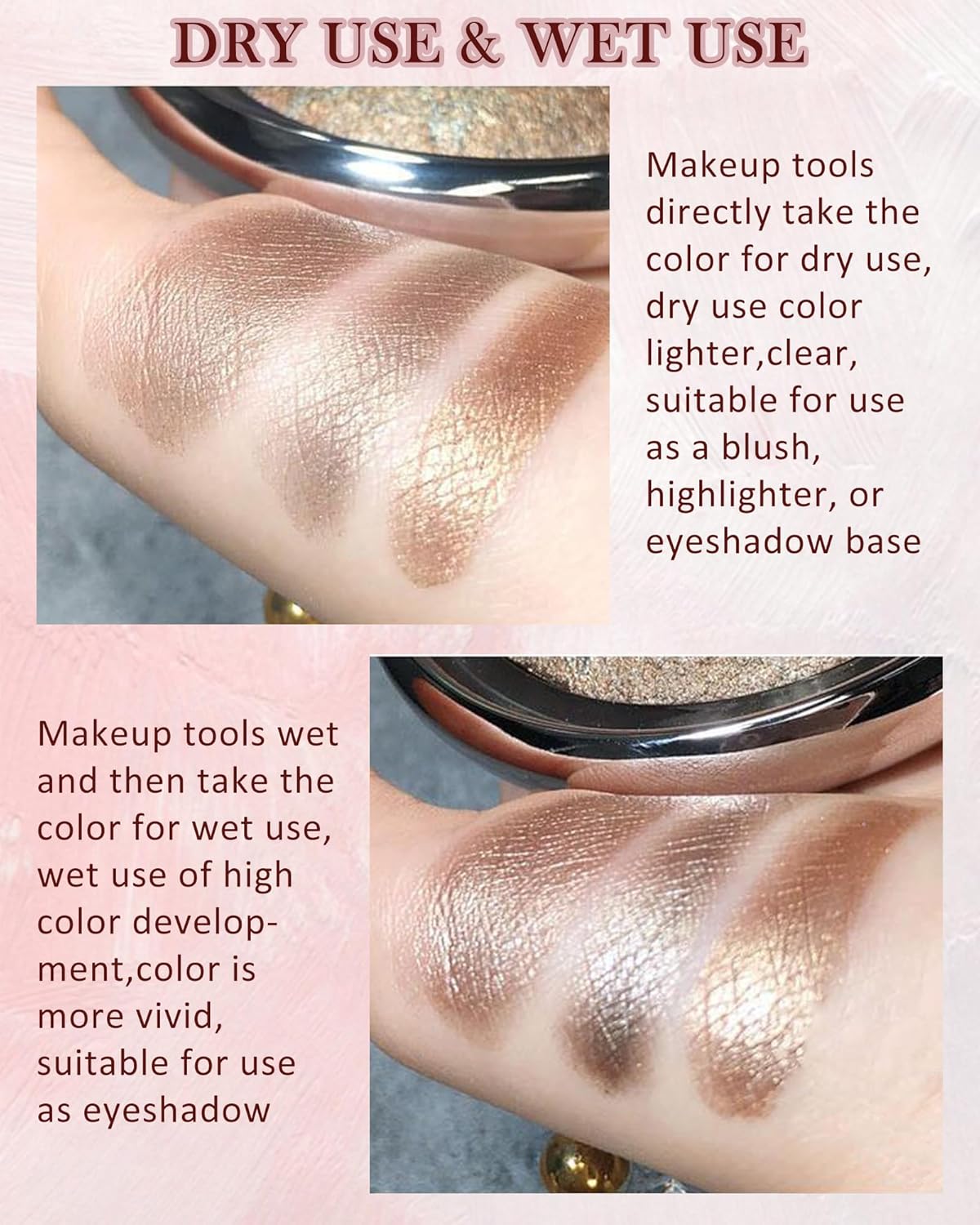 Baked Powder Blush, Glow Marbleized Blusher Powder Palette,Lightweight Shimmery face Blush for