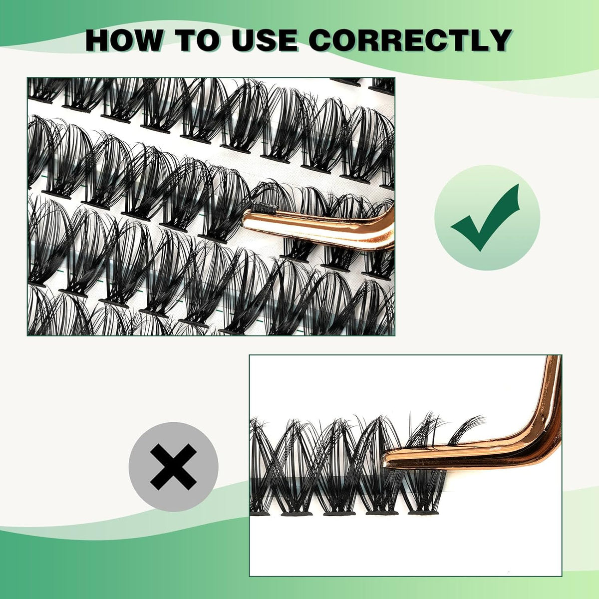 Lash Clusters 300pcs Individual Lashes 40D 0.07C Curl 11mm DIY Eyelash Extension KEYYOU Large Tray