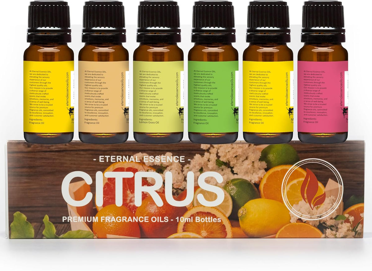 Eternal Essence Oils Citrus Set of 6 Premium Fragrance Oils - Lemon Grass, Blossom, Sugar, Lime