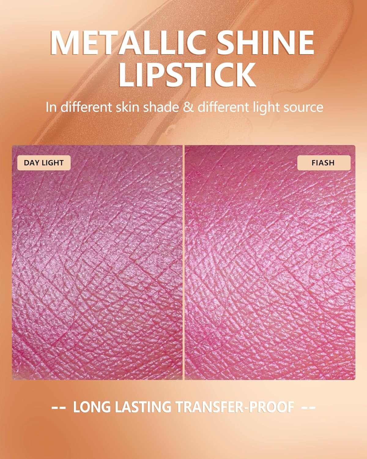 MAKI YIKA Pink Lipstick for Women Metallic Lipsticks Glitter Long Lasting Lipstick No Smudge No