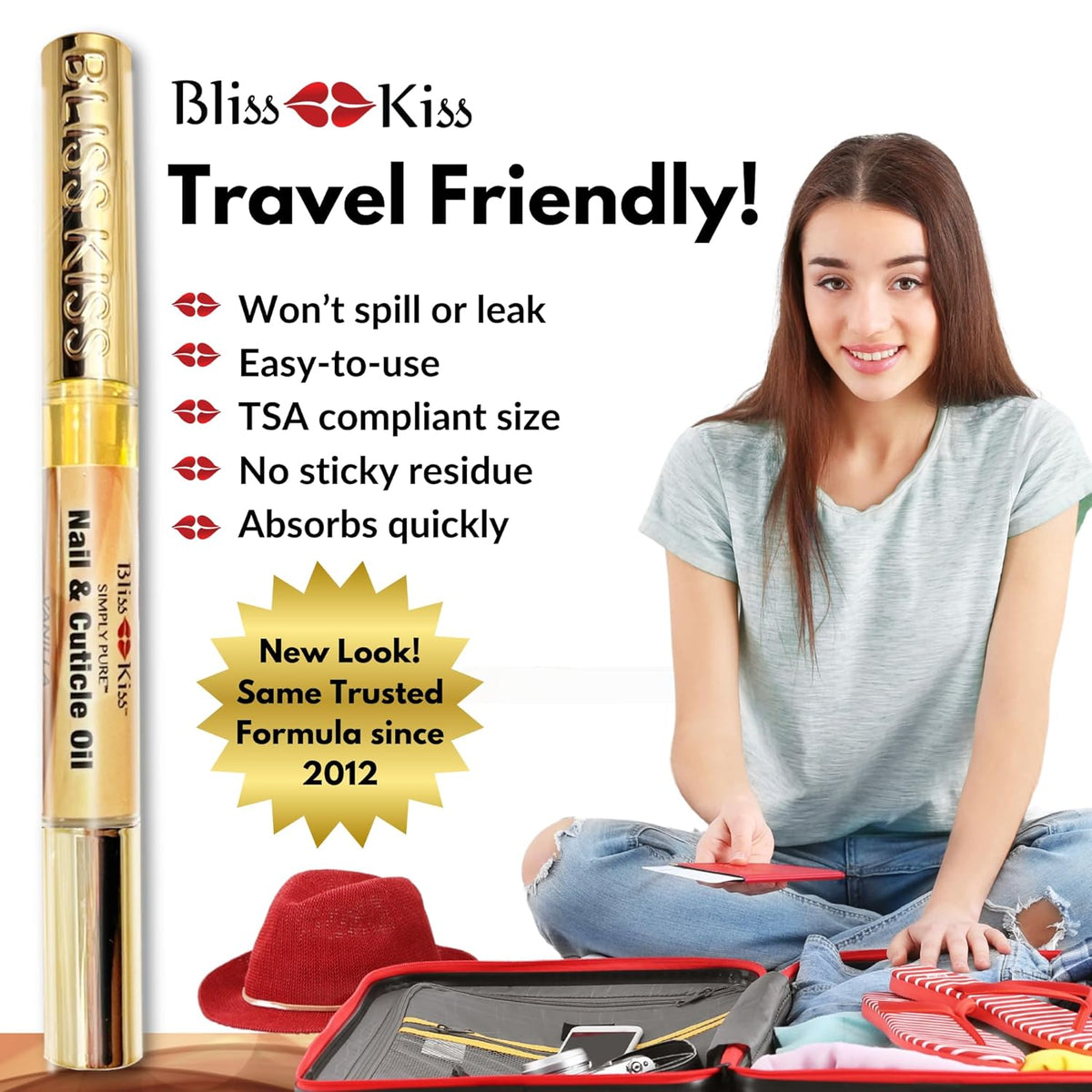 Bliss Kiss | 1 Vanilla Fragrance | Nail Oil Cuticle Pen w/Vitamin E & Jojoba⏤Nail Strengthener Nail