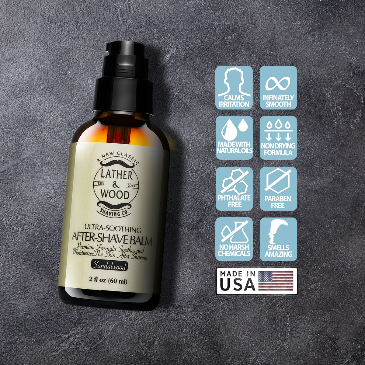 Best After-shave Balm, Sandalwood Scent, Premium Aftershave Lotion, Soothes and Moisturizes Face