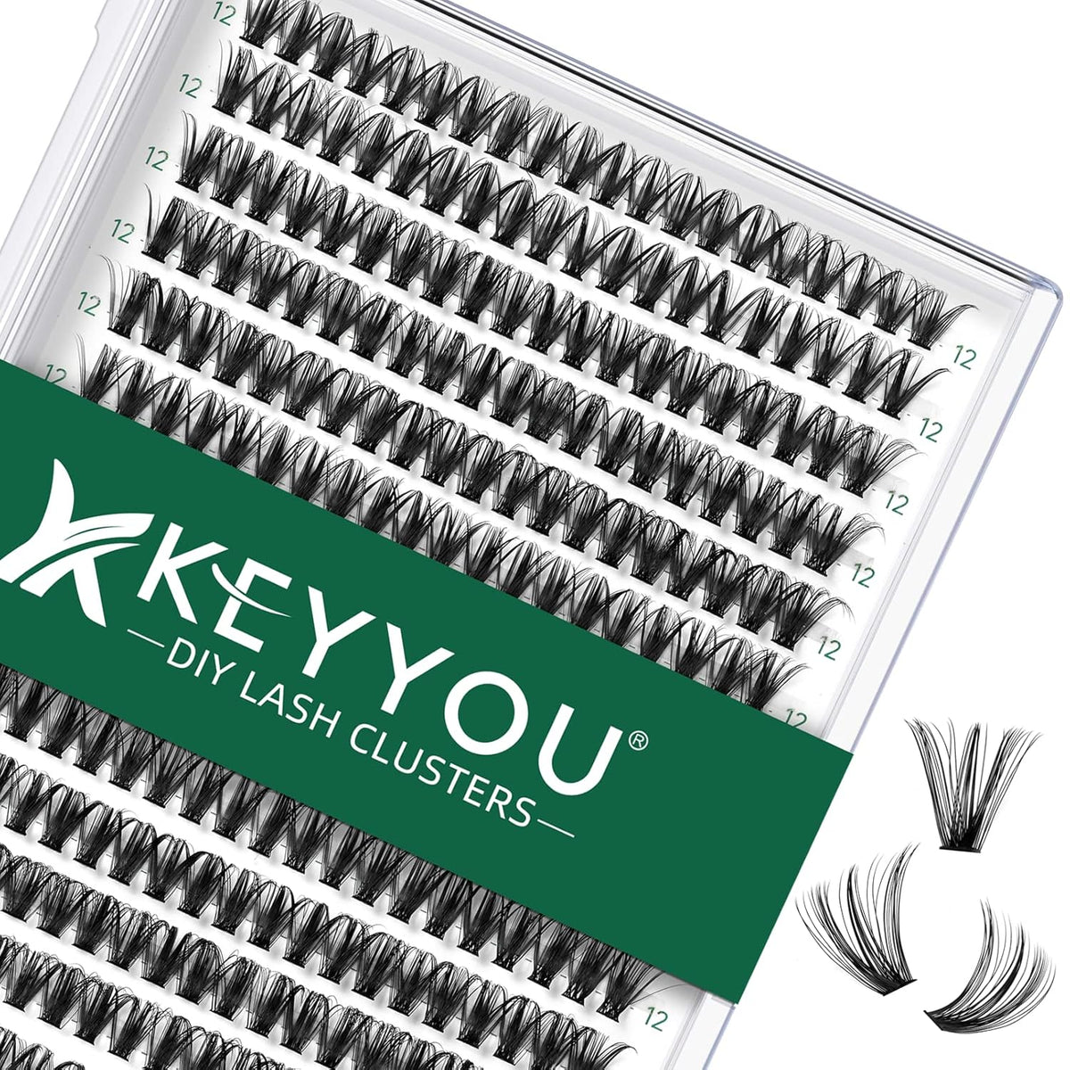 KEYYOU Individual Lashes 300pcs 40D 0.07C Curl 12mm DIY Eyelash Extension Soft&Natural Black Nylon