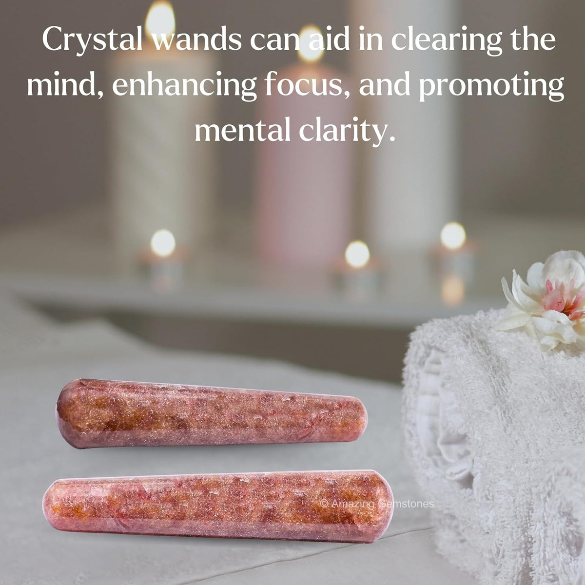 Amazing Gemstone Strawberry Quartz Crystal Wand Massage Stick - Pelvic Wand Gua Sha for Adults