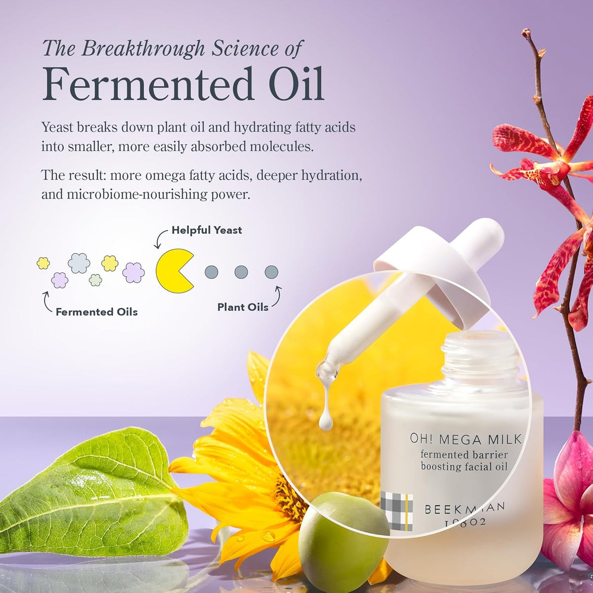 Beekman 1802 Oh Mega Milk Facial Oil - Hydrating Vitamin C & Niacinamide Serum - Repairs Skin