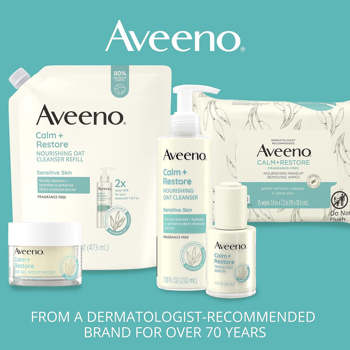 Aveeno Calm + Restore Facial Moisturizer Face Cream for Redness Relief, Non-Comedogenic, Ceramide &