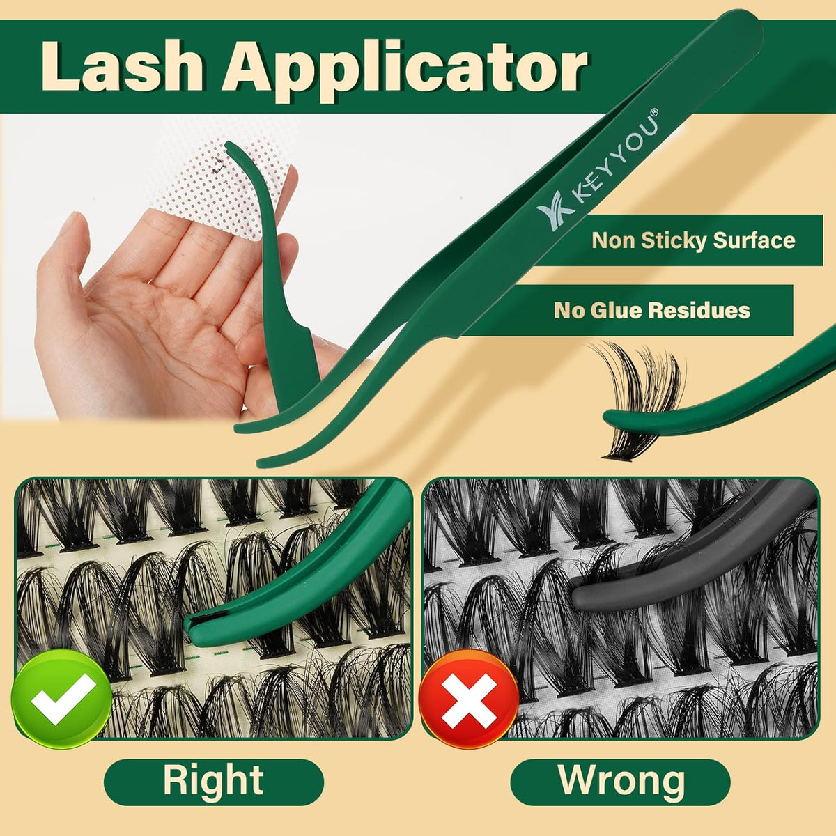 KEYYOU DIY Lash Extension Kit 280pcs Soft Lash Clusters 60D+80D D Curl Easy to Apply with Lash Bond