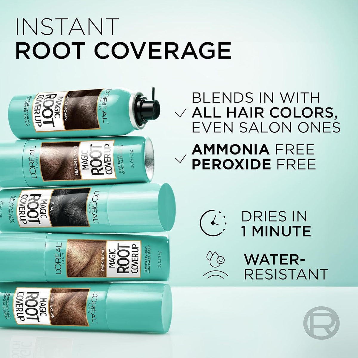 L'Oreal Paris Root Cover Up Temporary Gray Concealer Spray Dark Brown 2 Oz (Pack of 2) (Packaging