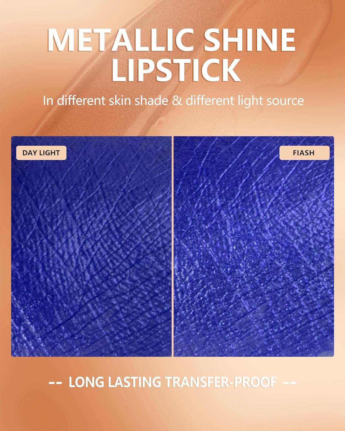 MAKI YIKA Blue Lipstick for Women Metallic Lipsticks Glitter Long Lasting Lipstick No Smudge No