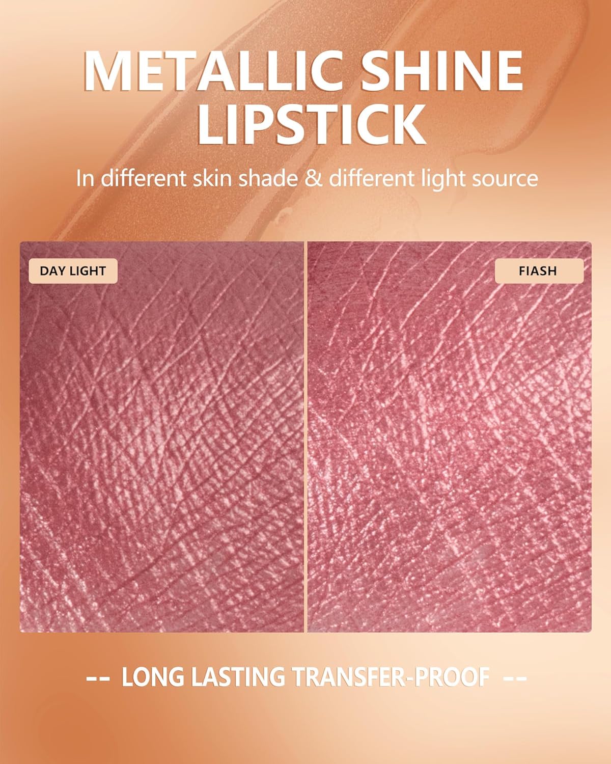 MAKI YIKA Pink Nude Lipstick for Women Metallic Lipsticks Glitter Long Lasting Lipstick No Smudge