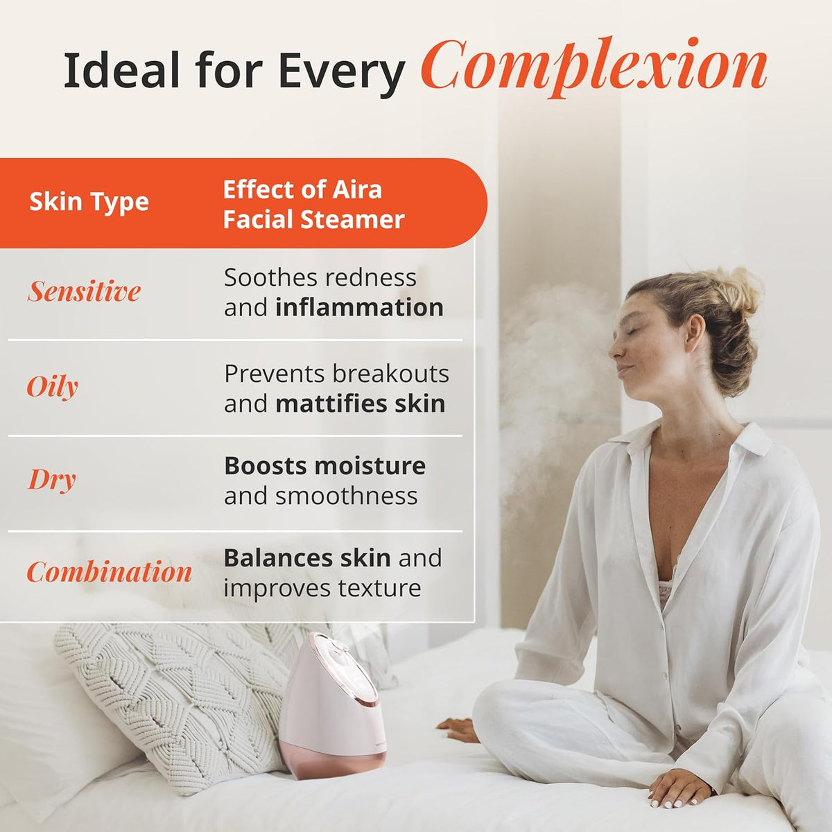 Vanity Planet Aira Ionic Facial Steamer (Rose Gold) - Pore Cleaner That Detoxifies, Cleanses and