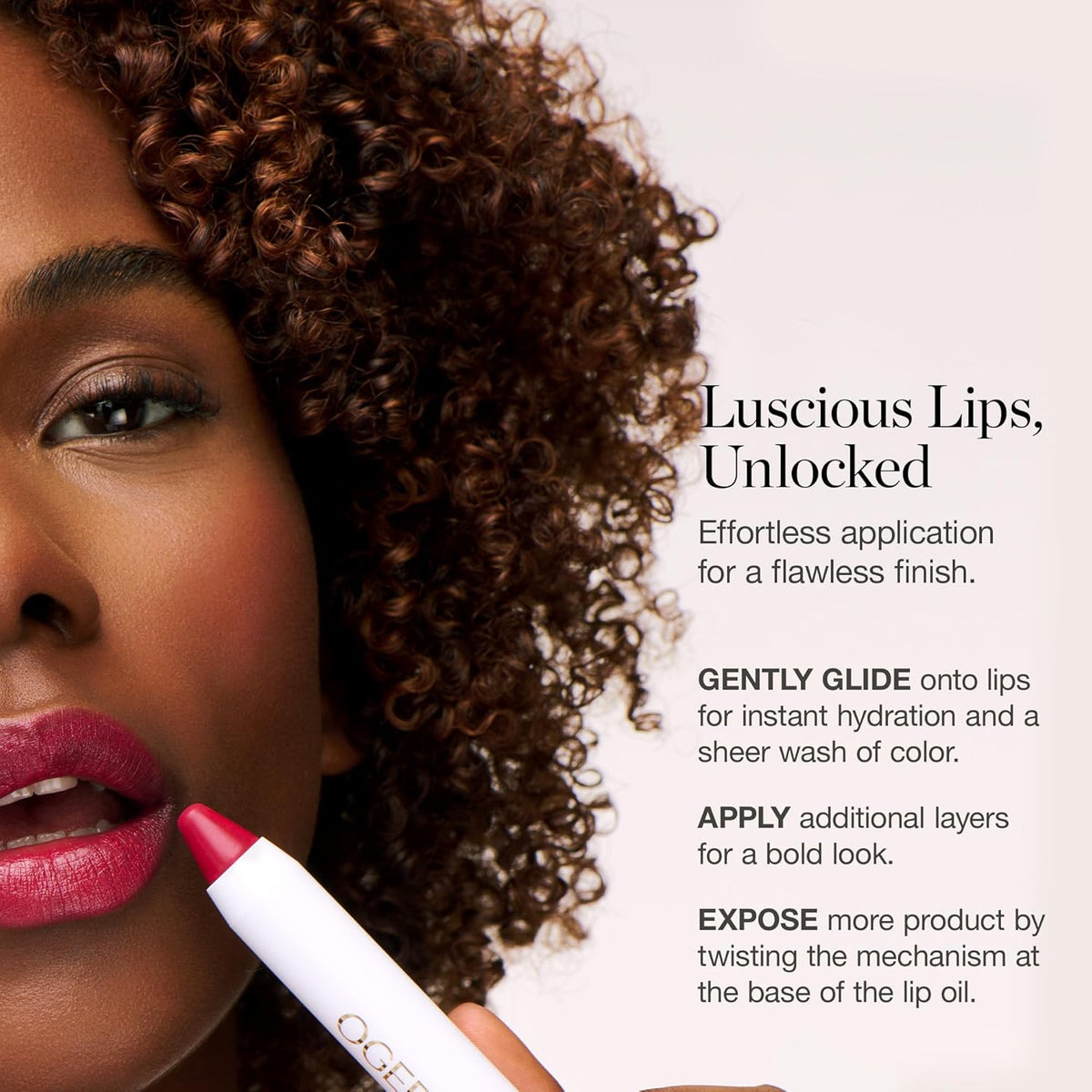 Ogee Tinted Sculpted Lip Oil - Lip Stain Made with 100% Organic Coconut Oil, Jojoba Oil, and