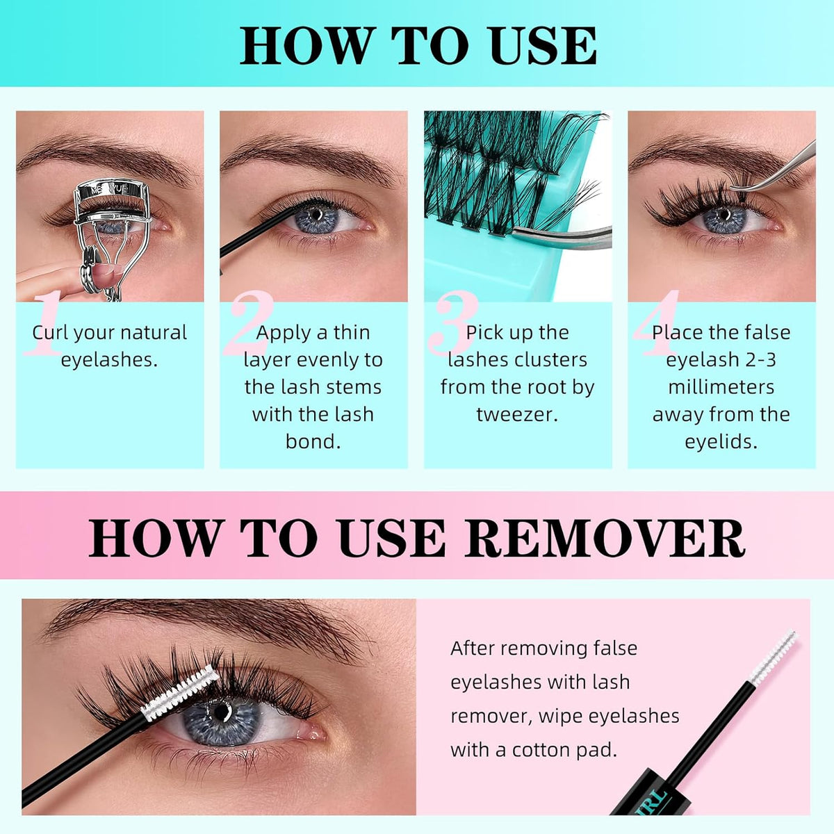 Lash Clusters Kit 200PCS 40D Eyelash Extension Kit D Curl Wispy Eyelash Clusters DIY Natural