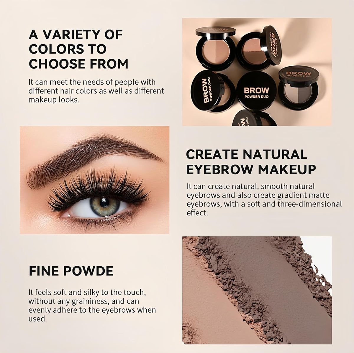 MAEPEOR Brow Powder Duo 6 Colors Natural Smooth Eyebrow Powder Professional Brow Contour Palette