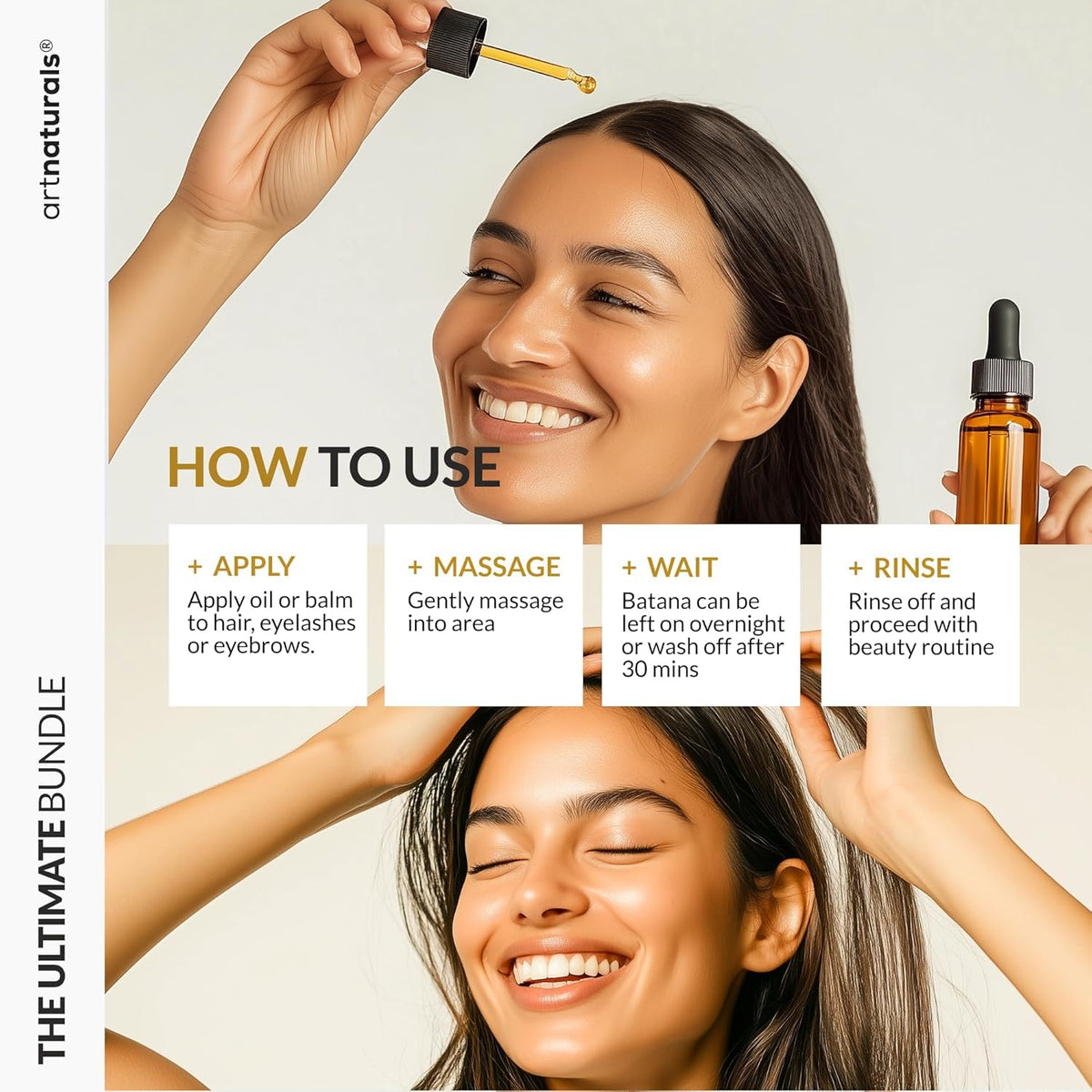 Batana Oil for Hair Growth – 4Pc Set: Raw Batana oil 4oz + 4.2oz Paste, Lash Wand & Brow Brush