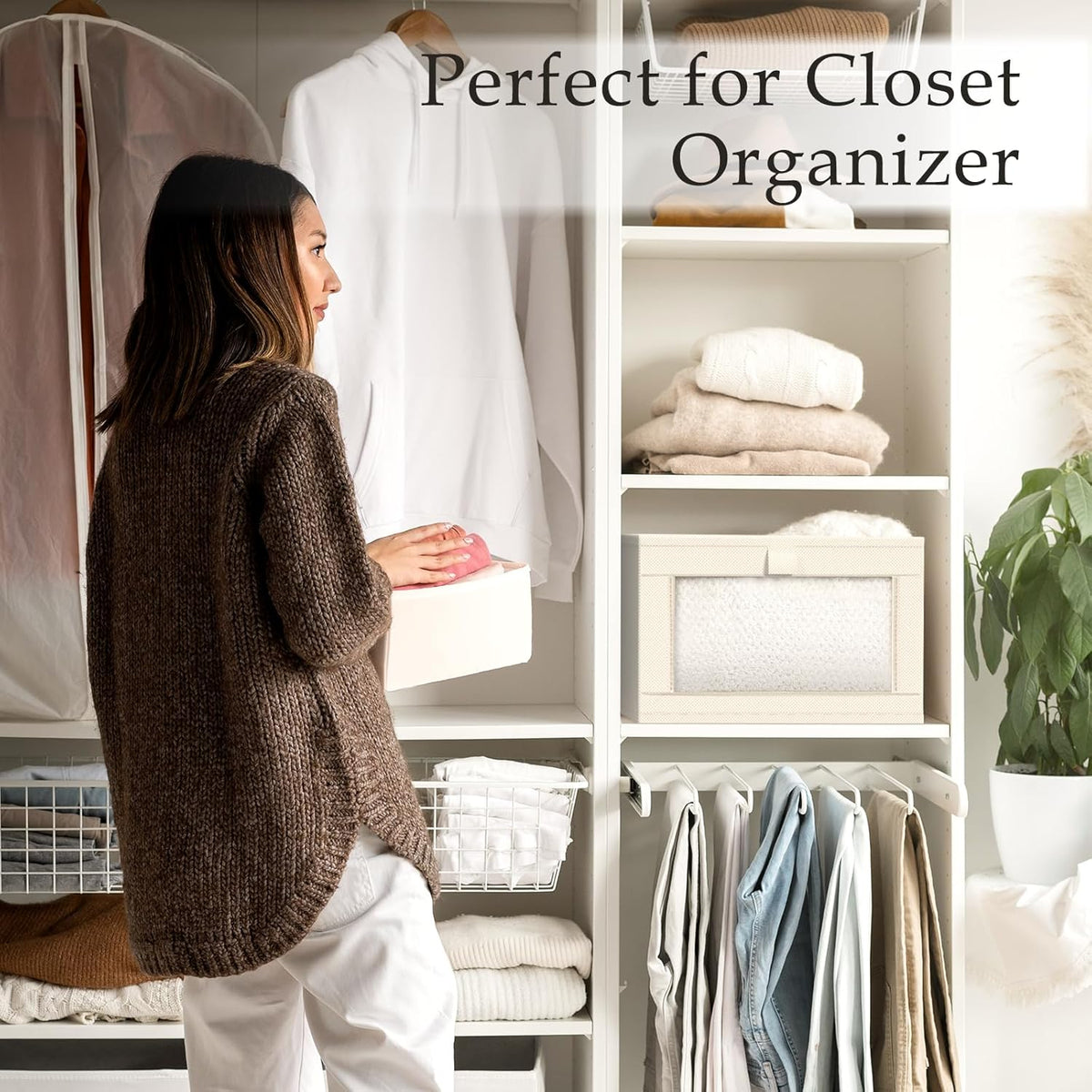 Criusia 6 Pack Linen Closet Organizers and Storage, Large Linen Closet Baskets for Organization