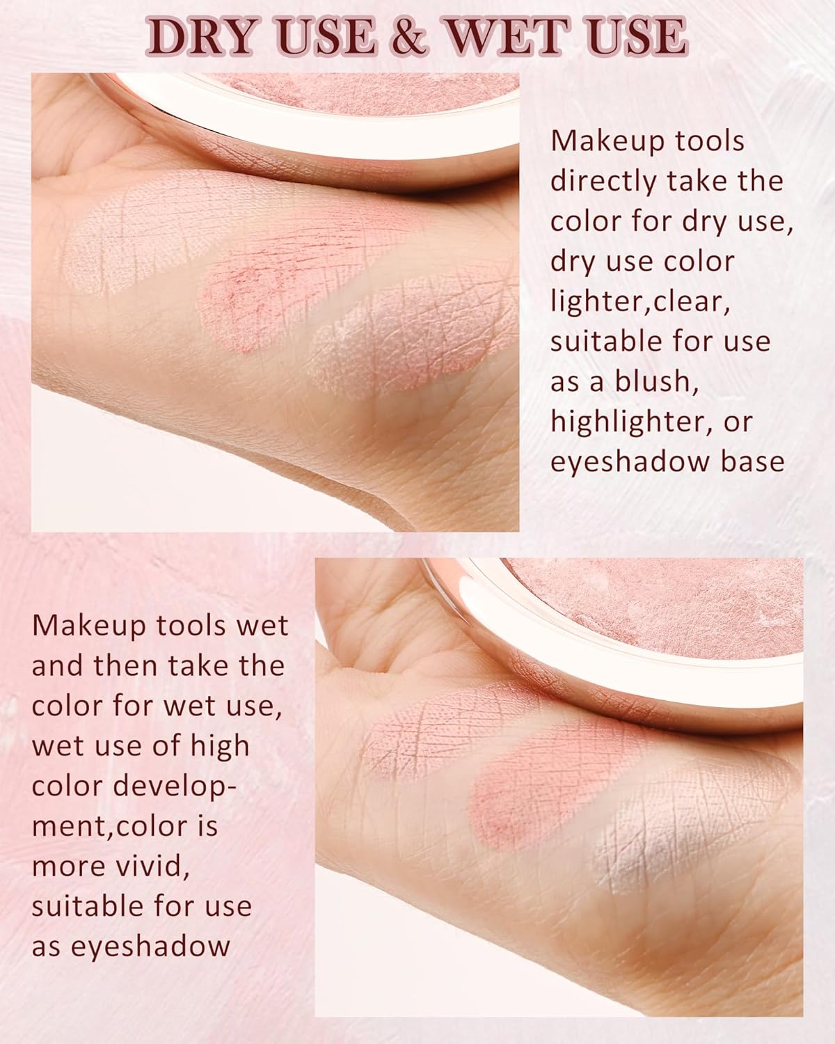 Baked Blush, Lighting Glow Marbleized Blush Powder Palette, Cruelty-Free Powder Blusher, Eyeshadow