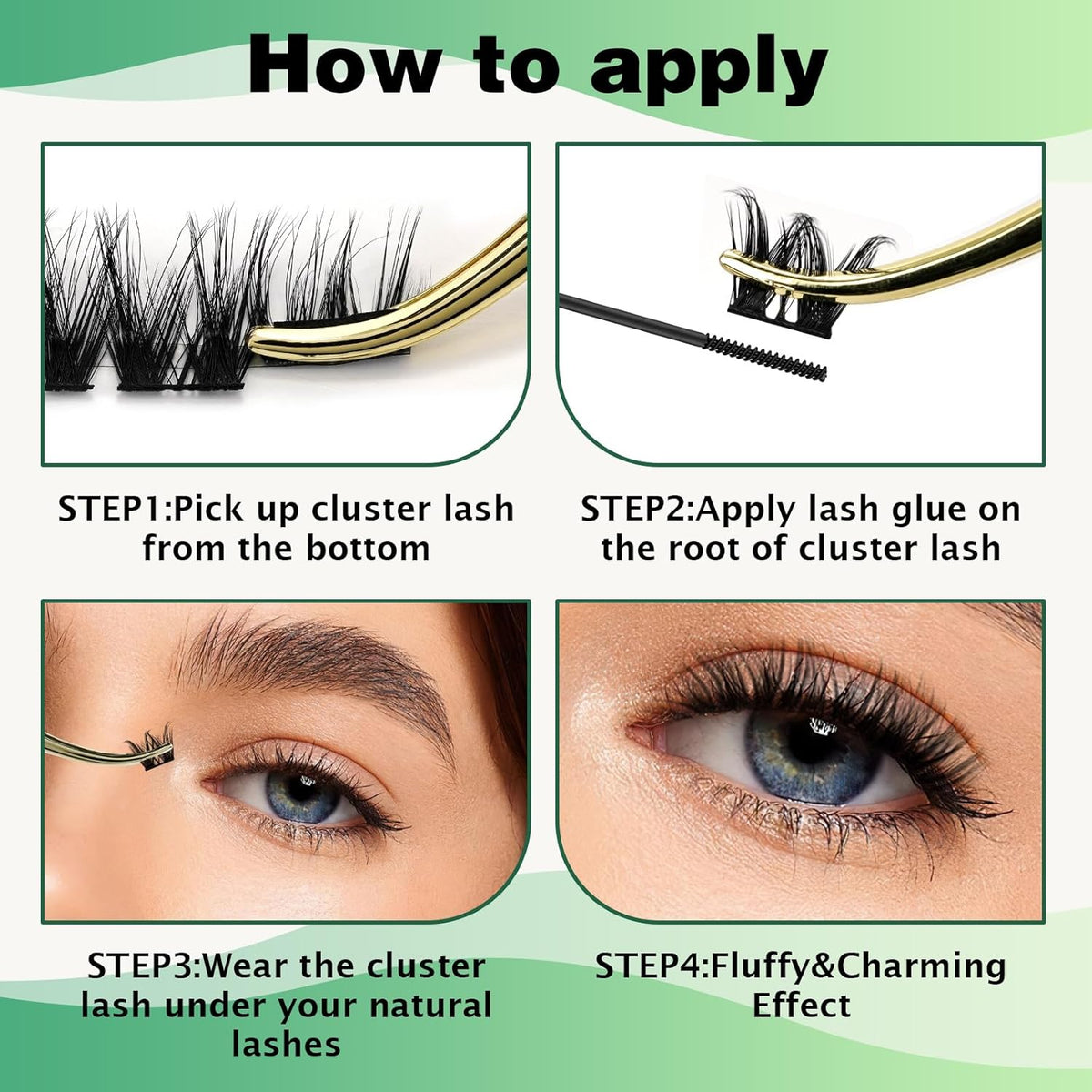 Lash Clusters,96 Pcs Cluster Lashes D Curl 10-18MIX DIY Lash Extensions Eyelash Clusters,KEYYOU