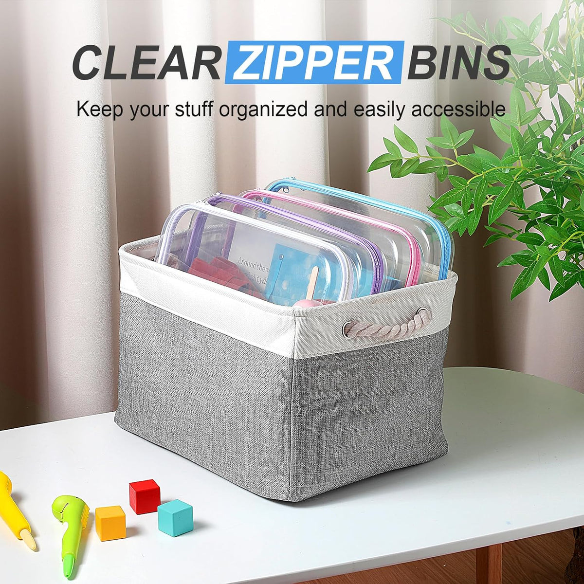 Hoolerry 4 Pcs Hard Clear Zipper Case Makeup Bags Plastic Pencil Pouch Transparent Storage Box