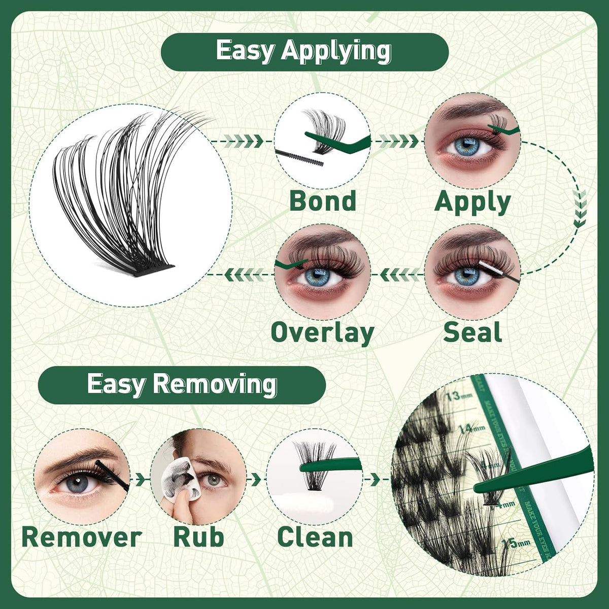 Lash Clusters 280Pcs Eyelash Clusters KEYYOU 60D D Curl 9-18MIX Clusters Lashes Thick Super Soft