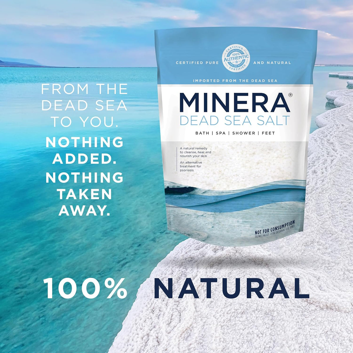 Minera Fine Grain Dead Sea Salt for Bath & Soaking – 19 lbs, Fast-Dissolving, 100% Pure & Natural
