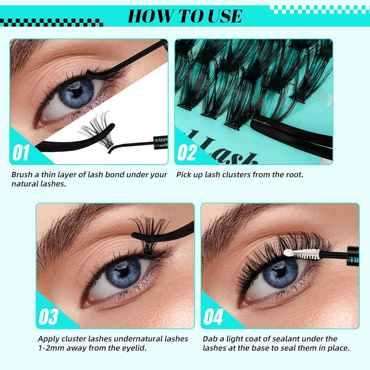 Lash Extension Kit 280Pcs,60D 80D Individual Lashes Clusters Kit,Lash Bond And Seal,Lash Remover