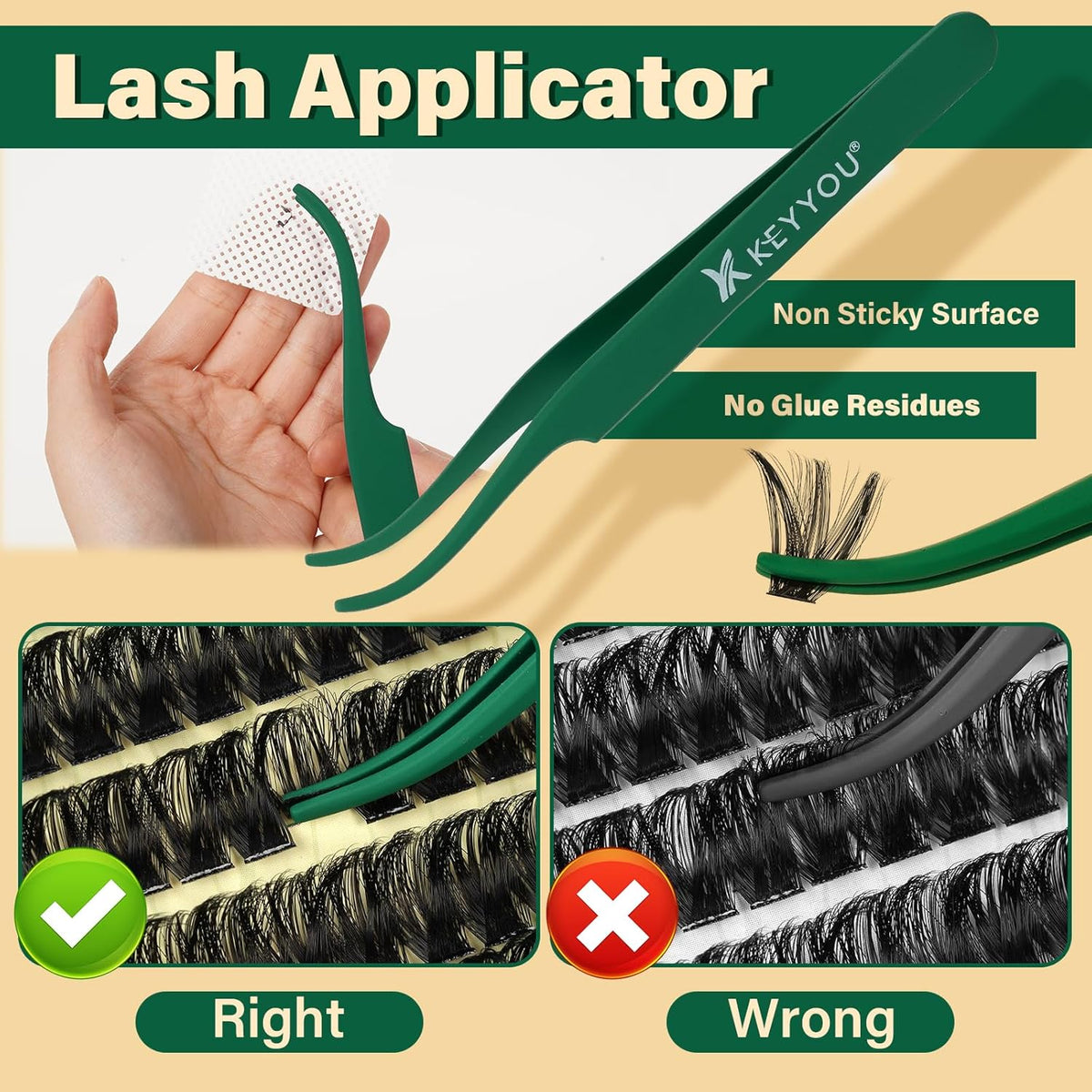 KEYYOU DIY Lash Extension Kit - 280pcs Soft Clusters - 100D Curl - Easy to Apply with Bond, Seal &