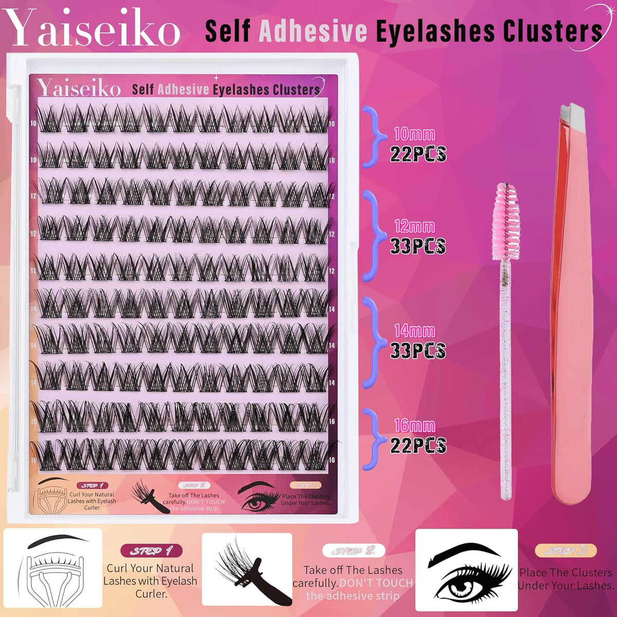 Self Adhesive Eyelashes Kit Wispy Eyelash Extension Self Adhesive Lashes Reusable Press on Lashes