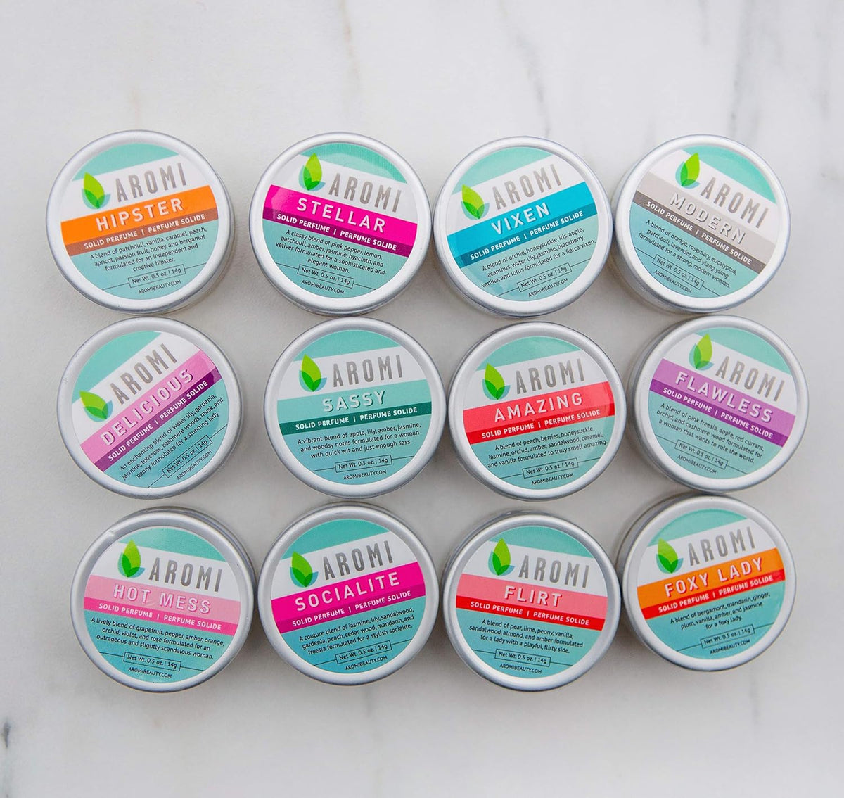 Aromi Flirt Solid Perfume | Floral, Woodsy Fragrance, Vegan, Cruelty-free, Almond, Peony, Vanilla