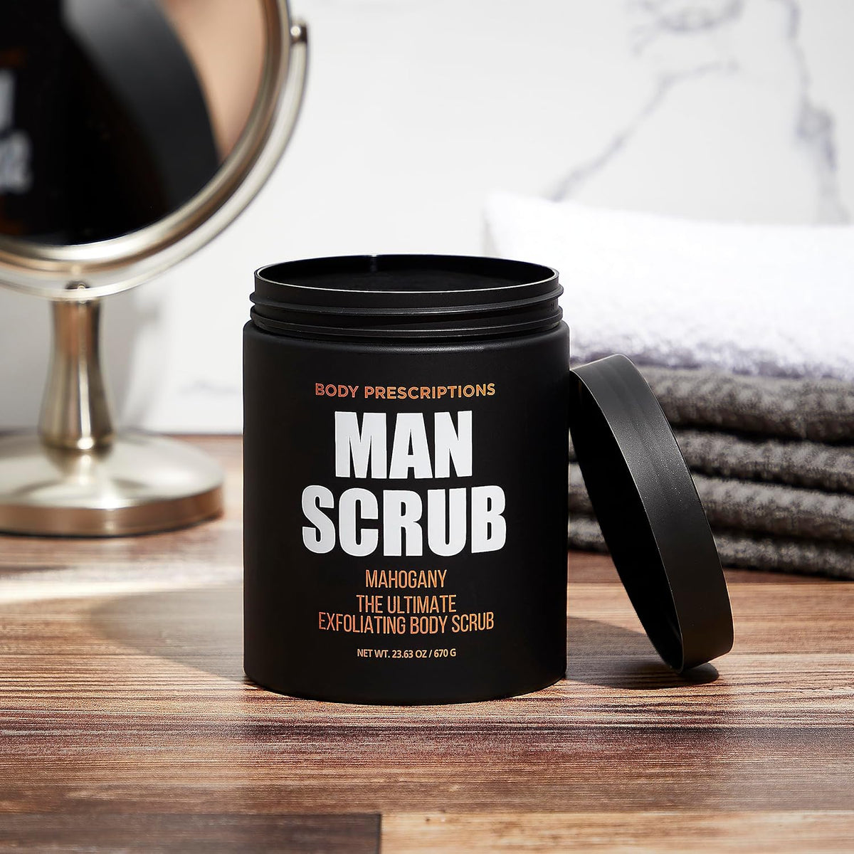 Body Prescriptions Men’s Exfoliating Body Scrub – Ultimate Skin Cleansing Wash in Jar with