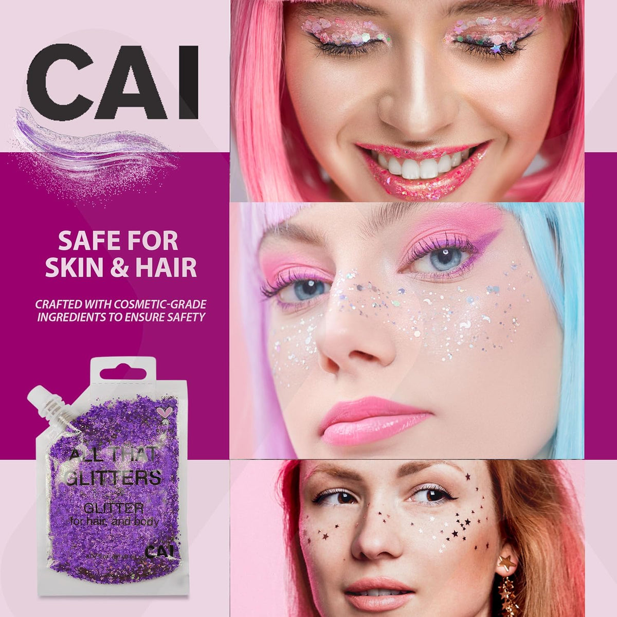 Face, Body & Hair Glitter Gel – Halloween Glitter for Kids and Women – 3 Oz Cosmetic-Grade Gel
