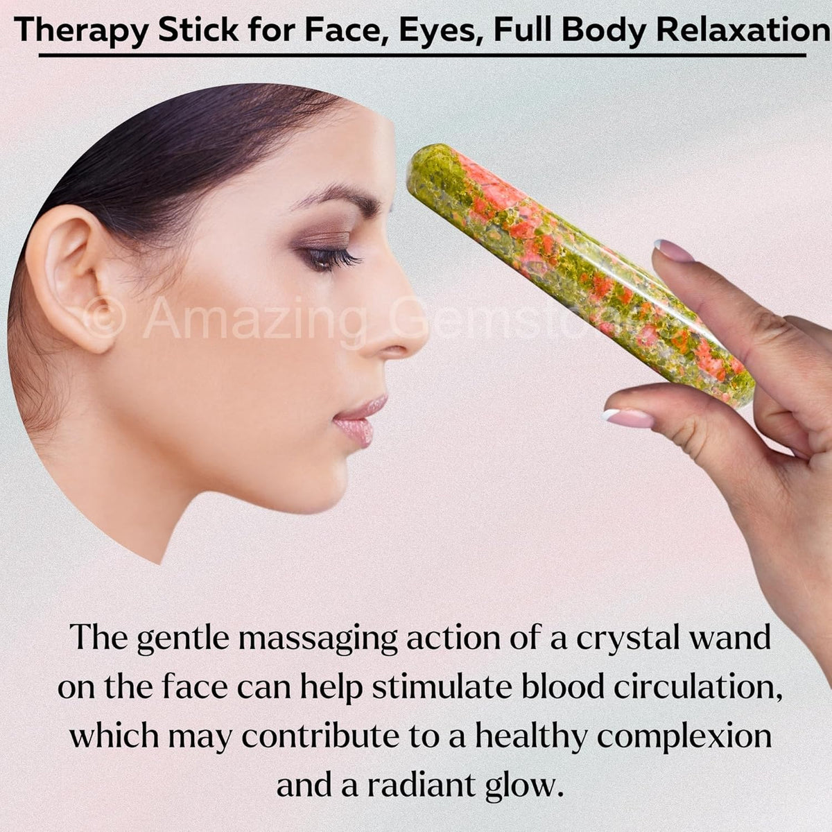Amazing Gemstone Unakite Crystal Wand Massage Stick - Pelvic Wand Gua Sha for Adults - Crystals and