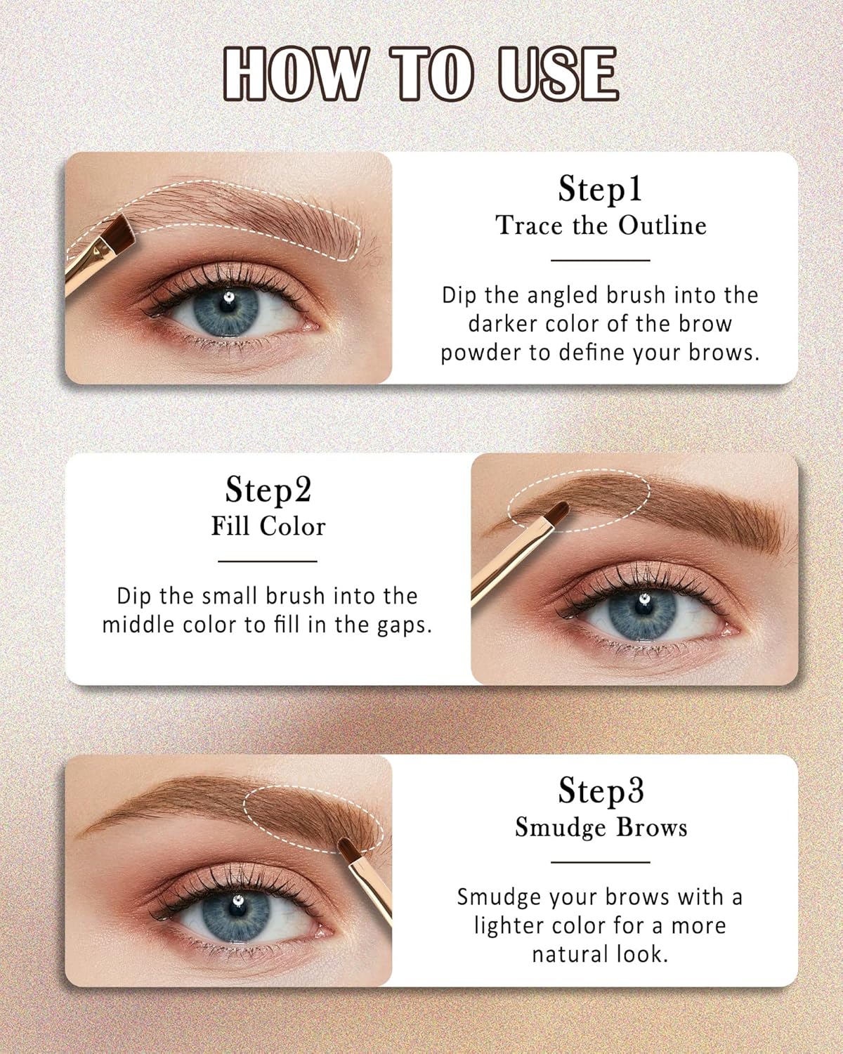 Eyebrow Powder Makeup Kit-3 Colors Eye Brow Tinting Powder Palette for Women Eyebrows Long-Lasting