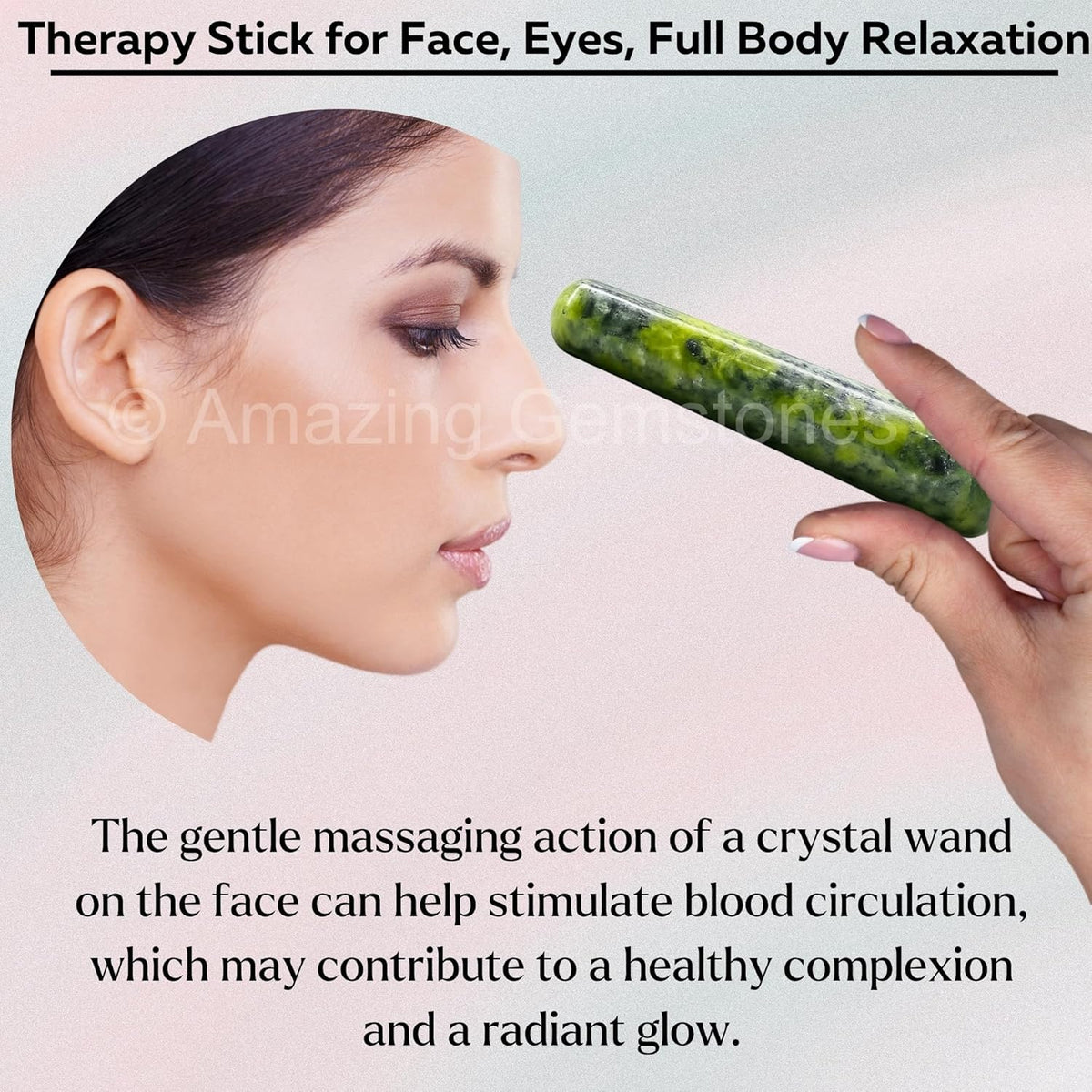 Amazing Gemstone Green Jade Crystal Wand Massage Stick - Pelvic Wand Gua Sha for Adults - Crystals