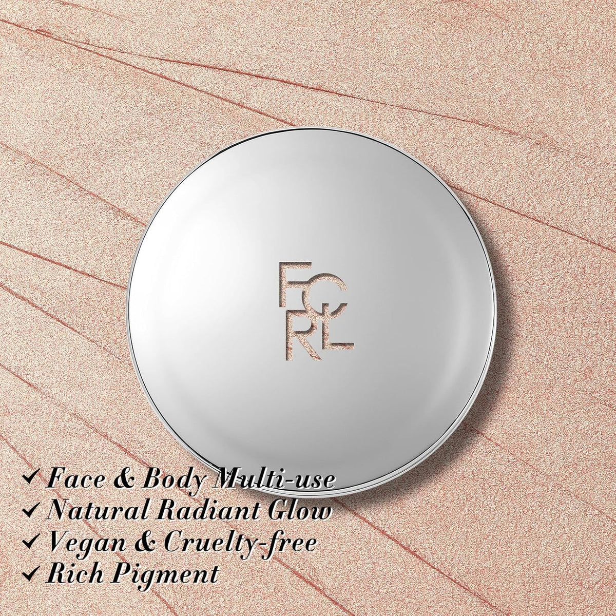 FOCALLURE Shimmer Face Highlighter Makeup Powder, Gel to Powder Glow Finish, Leaving a Lightweight