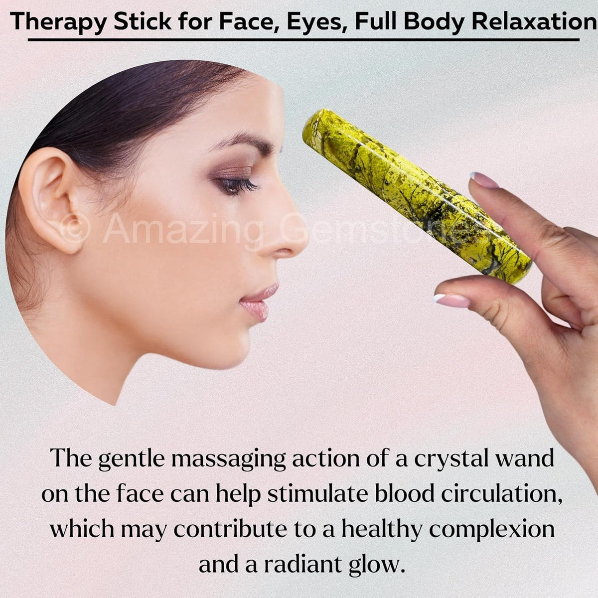 Amazing Gemstone Green Opal Crystal Wand Massage Stick - Pelvic Wand Gua Sha for Adults - Crystals