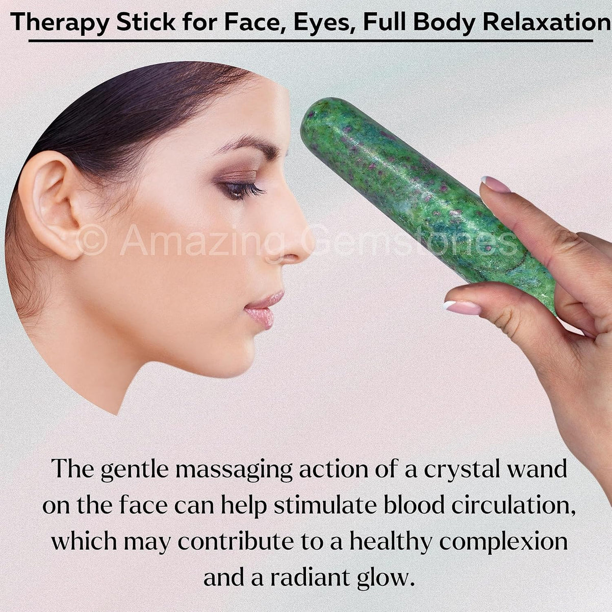 Amazing Gemstone Ruby Fuchsite Crystal Wand Massage Stick - Pelvic Wand Gua Sha for Adults