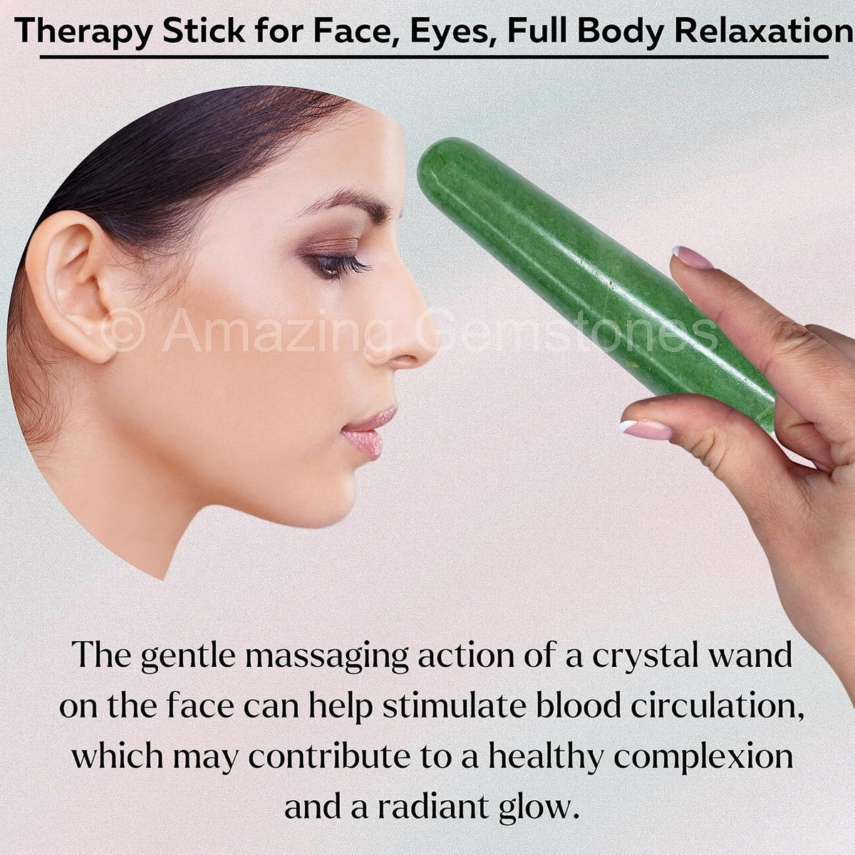 Amazing Gemstone Green Aventurine Crystal Wand Massage Stick - Pelvic Wand Gua Sha for Adults