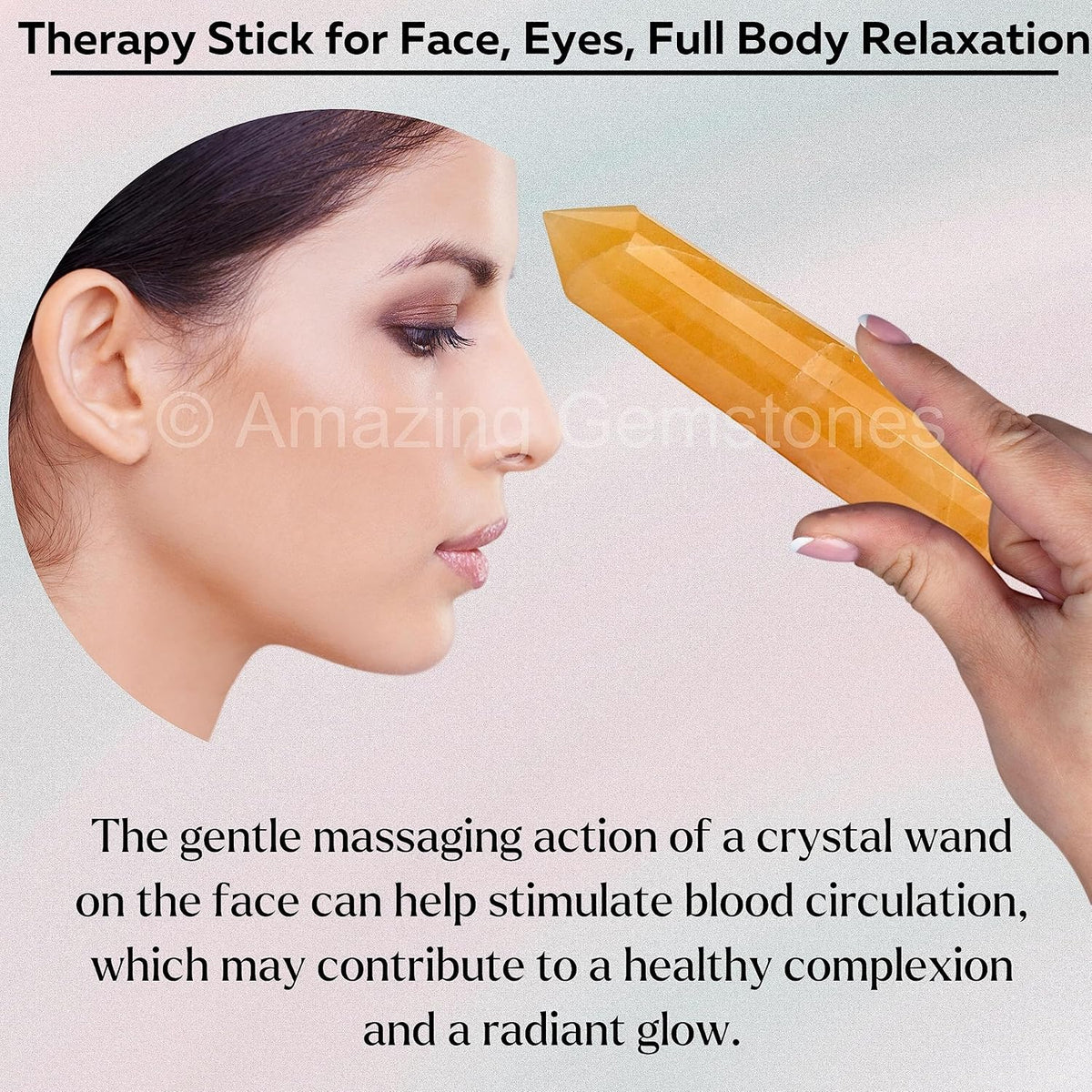 Amazing Gemstone Yellow Aventurine Crystal Wand Massage Stick - Pelvic Wand Gua Sha for Adults
