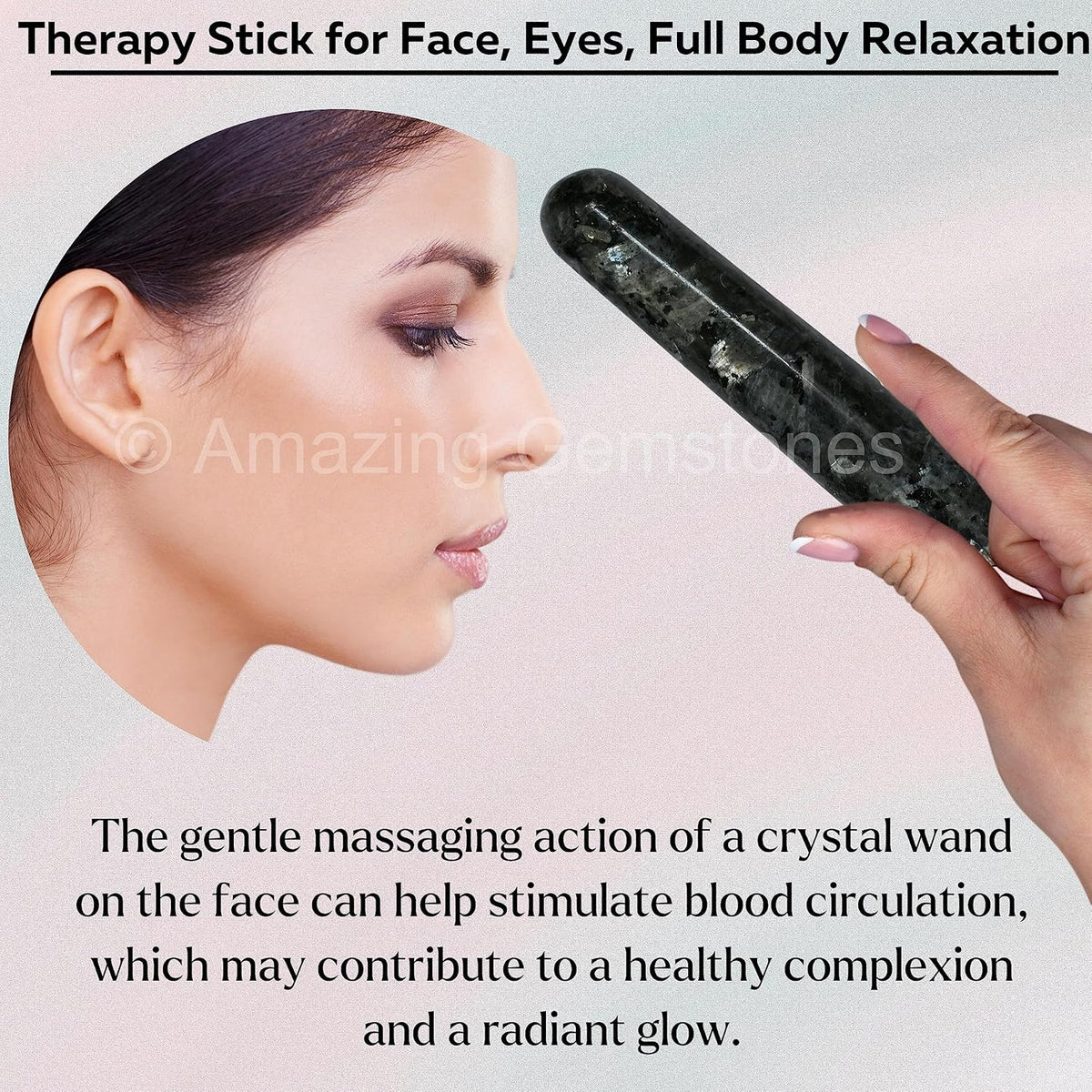 Amazing Gemstone Larvikite Crystal Wand Massage Stick - Pelvic Wand Gua Sha for Adults - Crystals