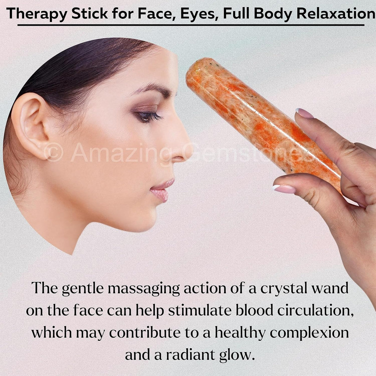 Amazing Gemstone Sunstone Crystal Wand Massage Stick - Pelvic Wand Gua Sha for Adults - Crystals