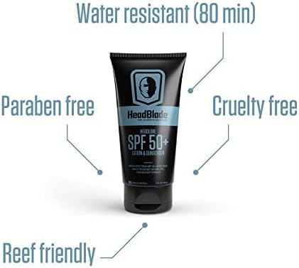 HeadBlade HeadLube SPF 50 Men's Lotion and Sunscreen - No Greasiness, Sweat Resistant, Formulated