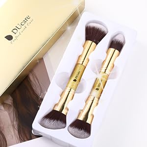 DUcare Makeup Brushes Duo End Foundation Powder Buffer and Contour Brush Synthetic Cosmetic Tools