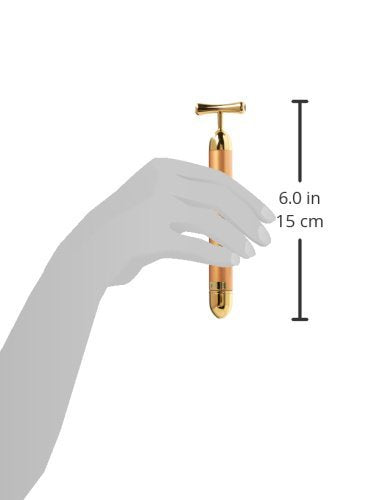 Beauty Bar 24k Golden Pulse Facial Massager, T-Shape Electric Sign Face Massage Tools for Sensitive