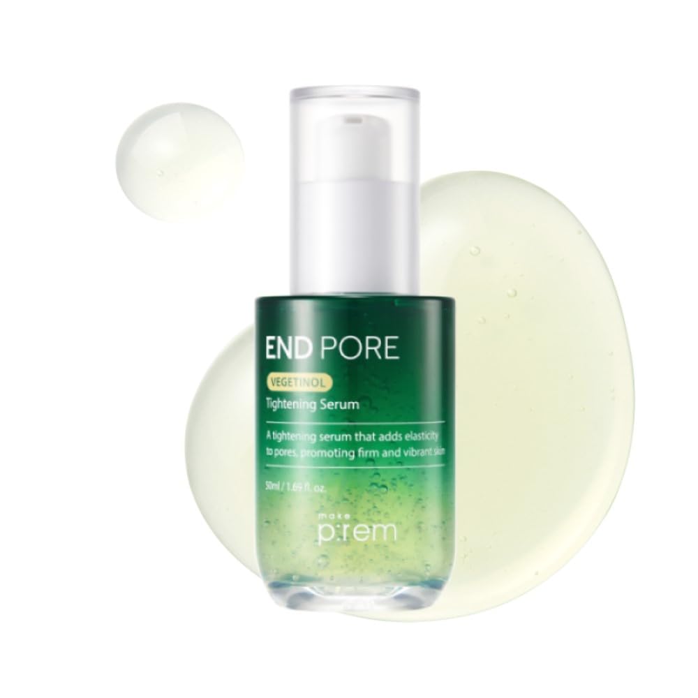 MAKE P:REM End Pore Vegetinol Tightening Serum, Pore Tightening Bakuchiol Serum with Vegan Collagen